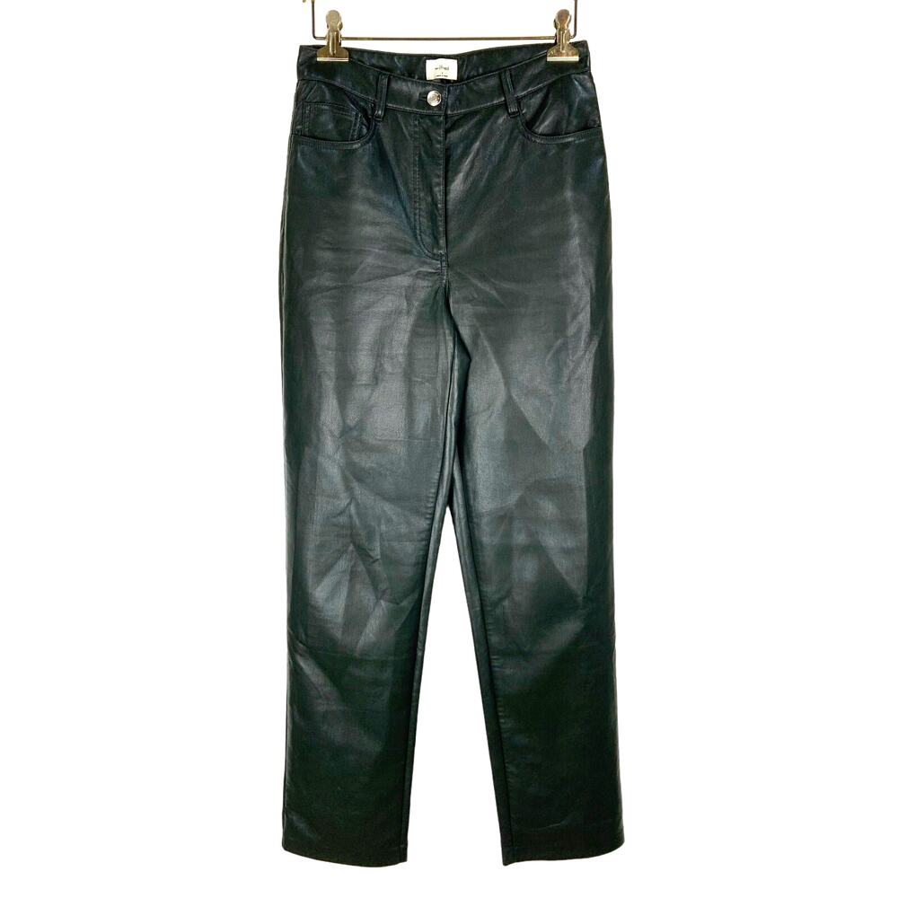 Aritzia Wilfred Melina High Waist Vegan Leather Pant Dark Green Women's Size 4